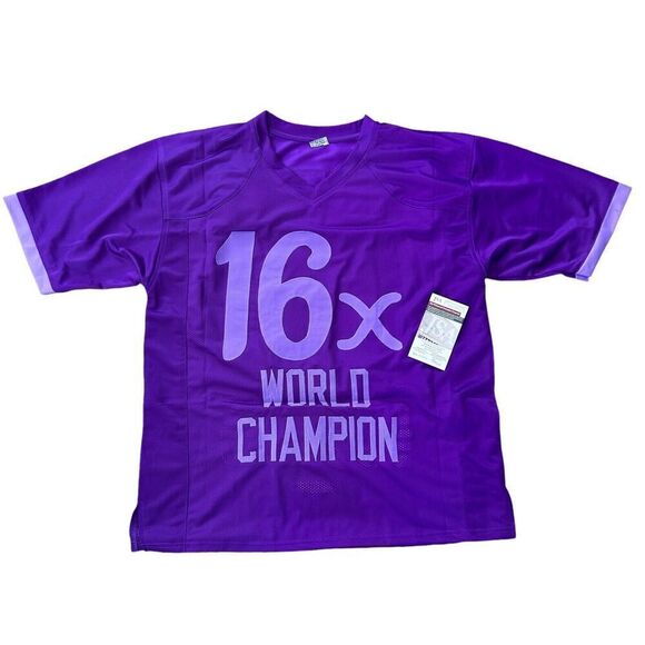Ric Flair Signed Autographed Custom Purple‎ Stats Jersey JSA WWF Pro Wrestling